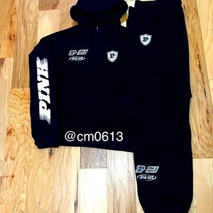 VS PINK OUTFIT BLACK SWEATSHIRT AND SWEATPANTS NEW RELEASE RACING COLLECTION